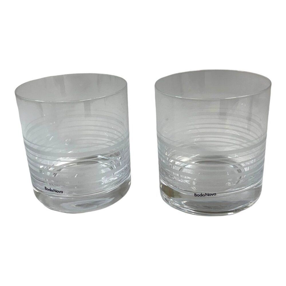 Boda Nova Crystal Whiskey Glasses Set Of 2 Whisky Lowball Cocktail Barware Glass